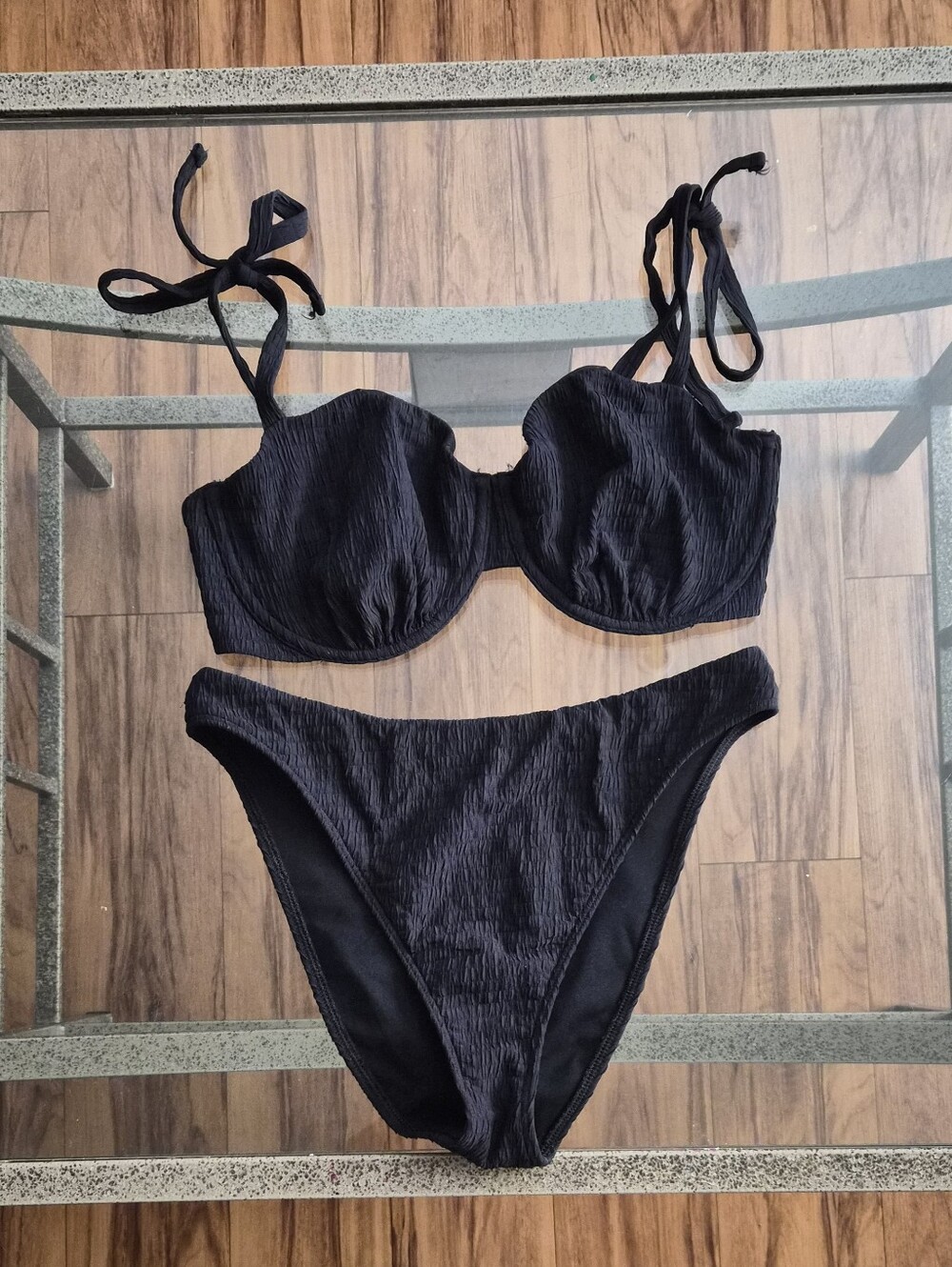 Abercrombie & Fitch Black Ribbed Two-Piece Bikini